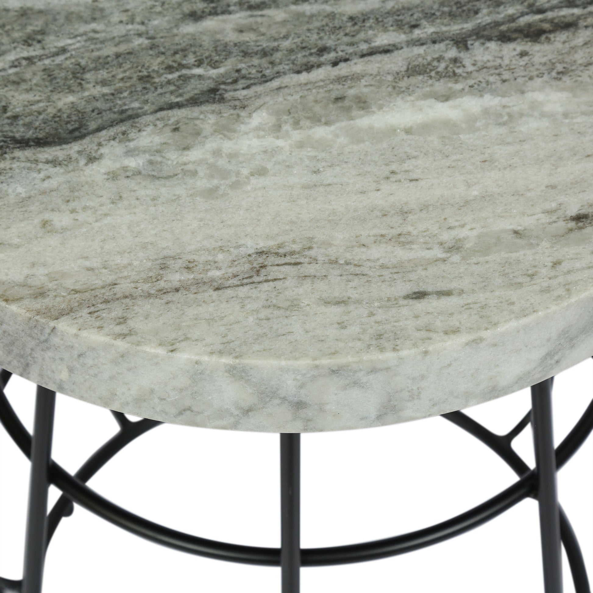 Side Table Black White Marble Metal