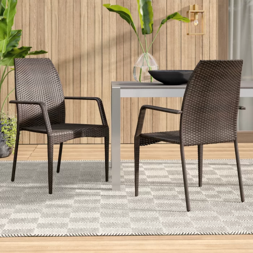 Outdoor Wicker Chairs, 54020 Kd Mp2, 2 Chairs Set Brown Resin