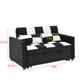 Modern Velvet Seat Sofa Couch Pull Out Bed,3 In One Convertible For Living Room Sofa Bed,Black White Black White Velvet Primary Living Space Cushion Back Medium Soft Medium Duty American Design Pillow Top Arms Foam Velvet 2 Seat