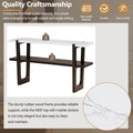 Retro Elegant Console Table With Marble Effect Top And Versatile Storage Solutions For Entryway And Living Room Espresso Espresso Solid Wood Mdf