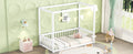 Twin Size Canopy Frame Floor Bed With Fence, Guardrails,White Twin White American Design Pine