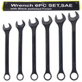 Jumbo Combination Wrench Set Extra Large, Sae, 6 Piece, 1 3 8'' To 2'',Black Oxide, With Pouch Black Carbon Steel