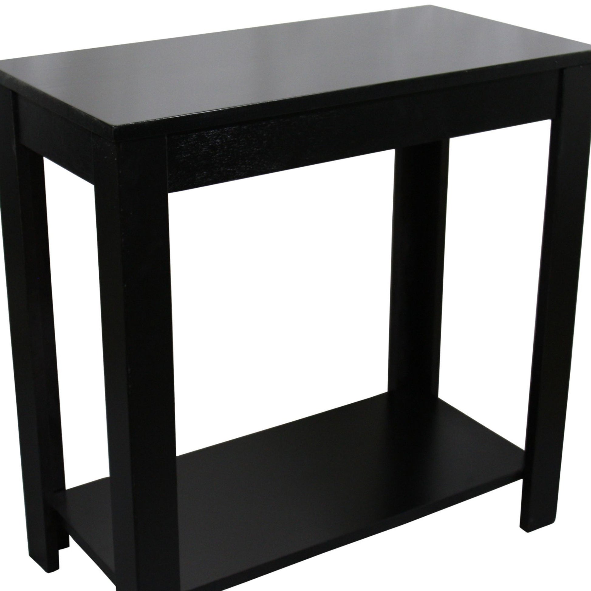 24" Tall Wooden End Table With Black Finish Black Wood