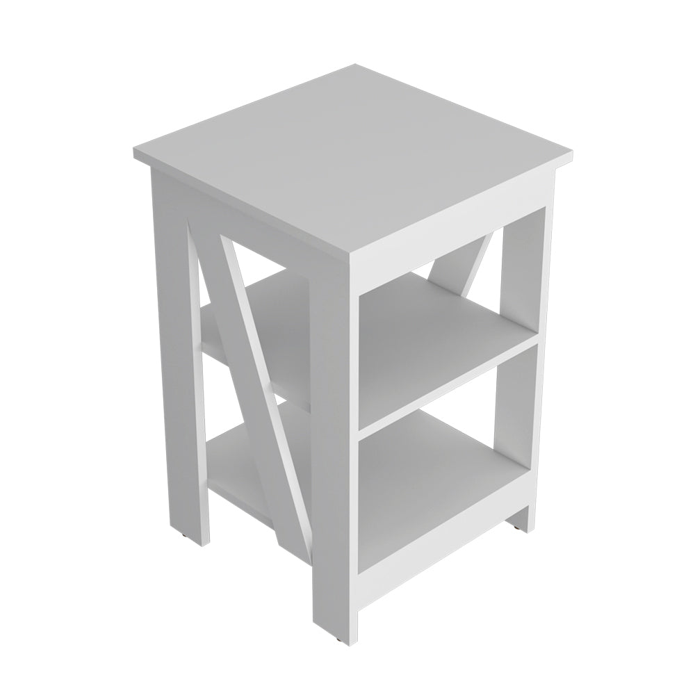 Side Table Rossville, Living Room, White White Particle Board Engineered Wood