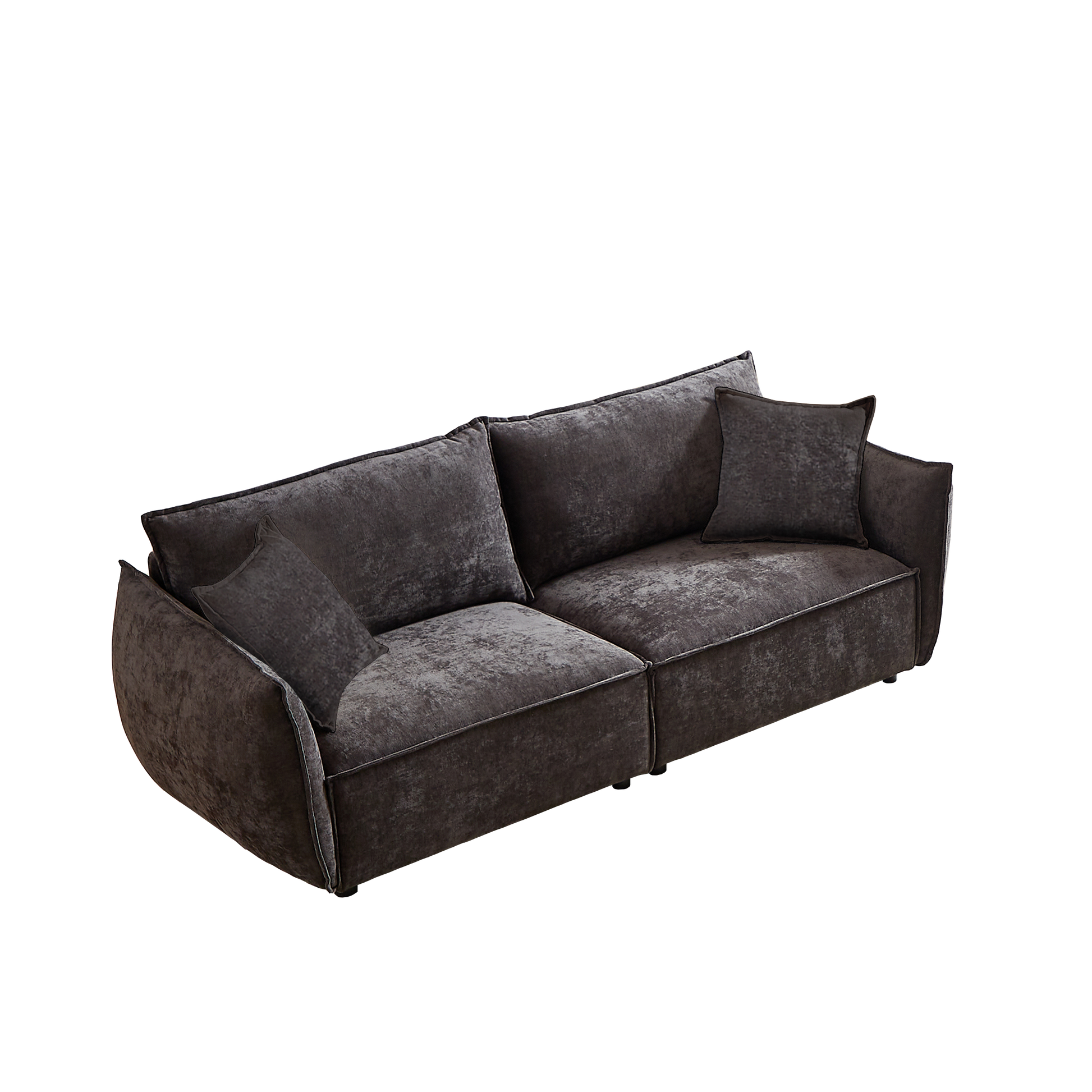 3 Seater 3 Seater Combo Sofa Modern Living Room Sofa, Linen Fabric Sofa, Wooden Frame With 4 Pillows, Apartment Sofa Furniture Black Chenille Wood Primary Living Space Pine Foam Fabric 6 Seat