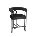 Coolmore Bar Stools Set Of 2, Modern Bar Stool With Back, Black Metal Frames, Upholstered Bar Stools For Kitchen Island, Pub, Club Black Chenille Black Dining Room Foam Chenille