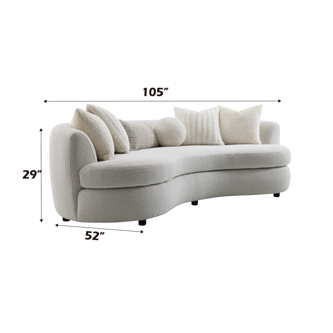 Iniko Sofa W 6 Pillows, Beige Boucle Lv02542 Beige Upholstered 3 Seat