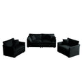 3 Piece Sofa Set With Arm Pillows And Toss Pillowssofa Set Include 2 Piece Of Arm Chair And One 2 Seat Sofa, Space Saving Casual Sofa Set For Living Room, Black Chenille Black Chenille 4 Seat