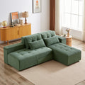 Convertible 3 In 1 Sleeper Sofa And Sectional Sofa With 4 Storage Space For Living Room,Corduroy Couch With 4 Pillows,Corduroy Army Green Corduroy 3 Seat