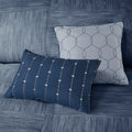 7 Piece Printed Seersucker Comforter Set Navy Cal King California King Navy Microfiber