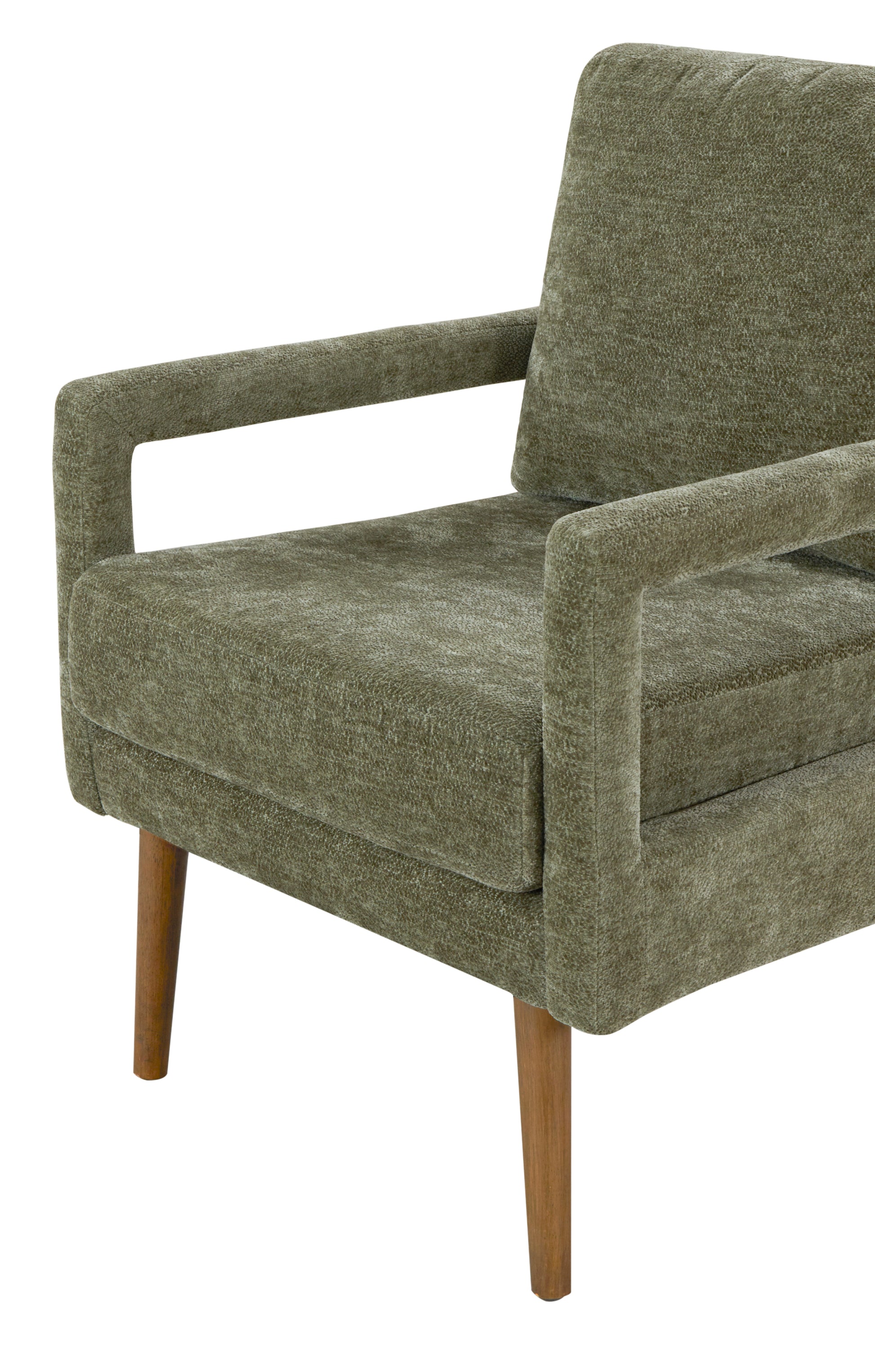 Mid Century Armchairaccent Chair With Chenille Armrest & Soft Cushion For Living Room, Bedroom, Home Office, Study, Forest Green Green Foam Wood Fabric