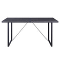 Grey Oak And Black Dining Table With Sled Base Black Dining Room Rectangular Wood Metal Sled