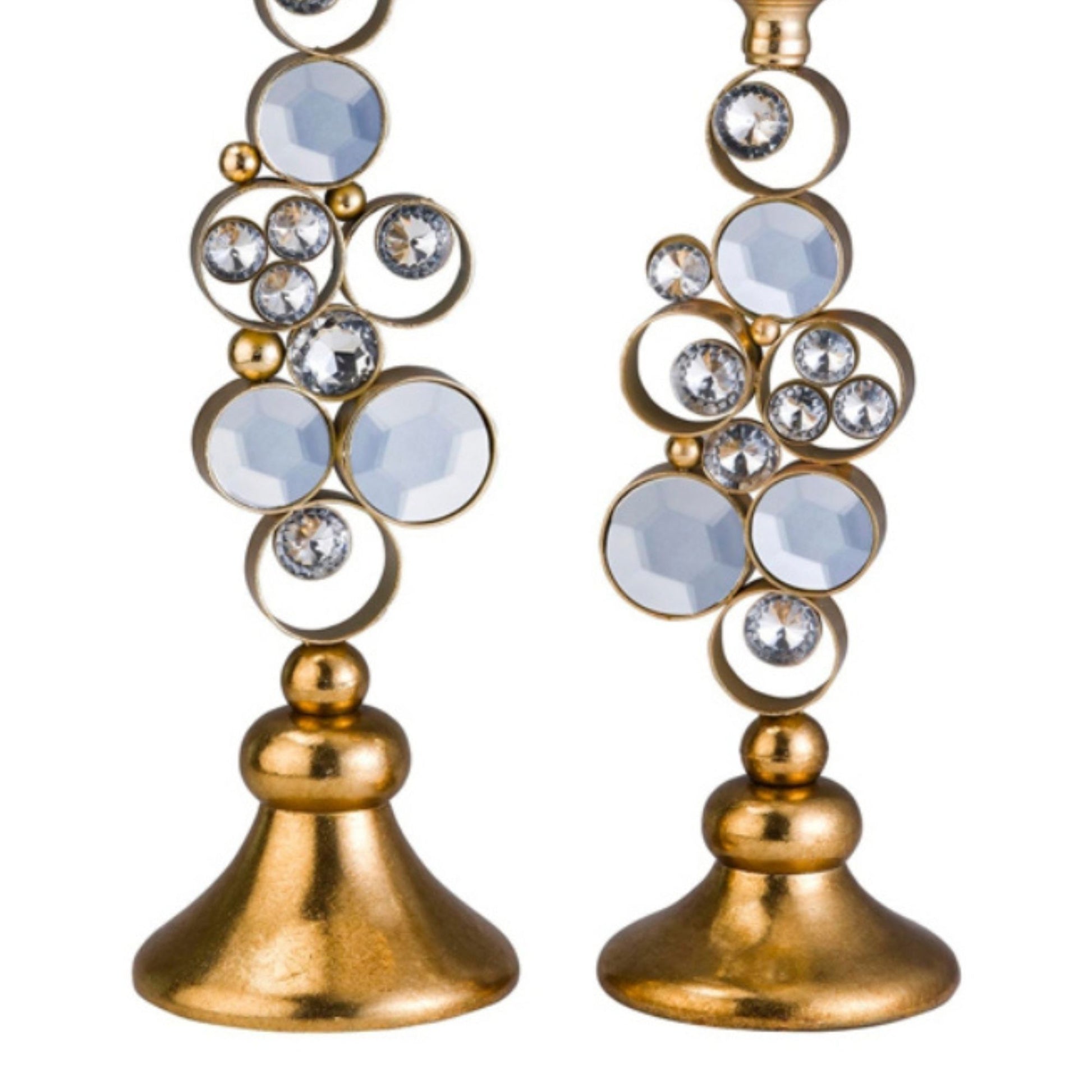 14" And 16" Tall Polyresin "Malha" Candleholder, Gold Finish Set Of 2 Multicolor Polyresin