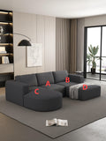 104.32*70.86 Modular Sectional Sofa Sleeper Couch, Sectional Sofa With Chaise And Ottoman, Convertible U Shaped Modular Sofa Set. Compressed Sponge, Dark Grey Combo A B C D Dark Grey Primary Living Space Soft Minimalist,Modern Foam Spring 5 Seat