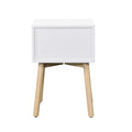 Side Table,Bedside Table With 2 Drawers And Rubber Wood Legs, Mid Century Modern Storage Cabinet For Bedroom Living Room, White White Mdf