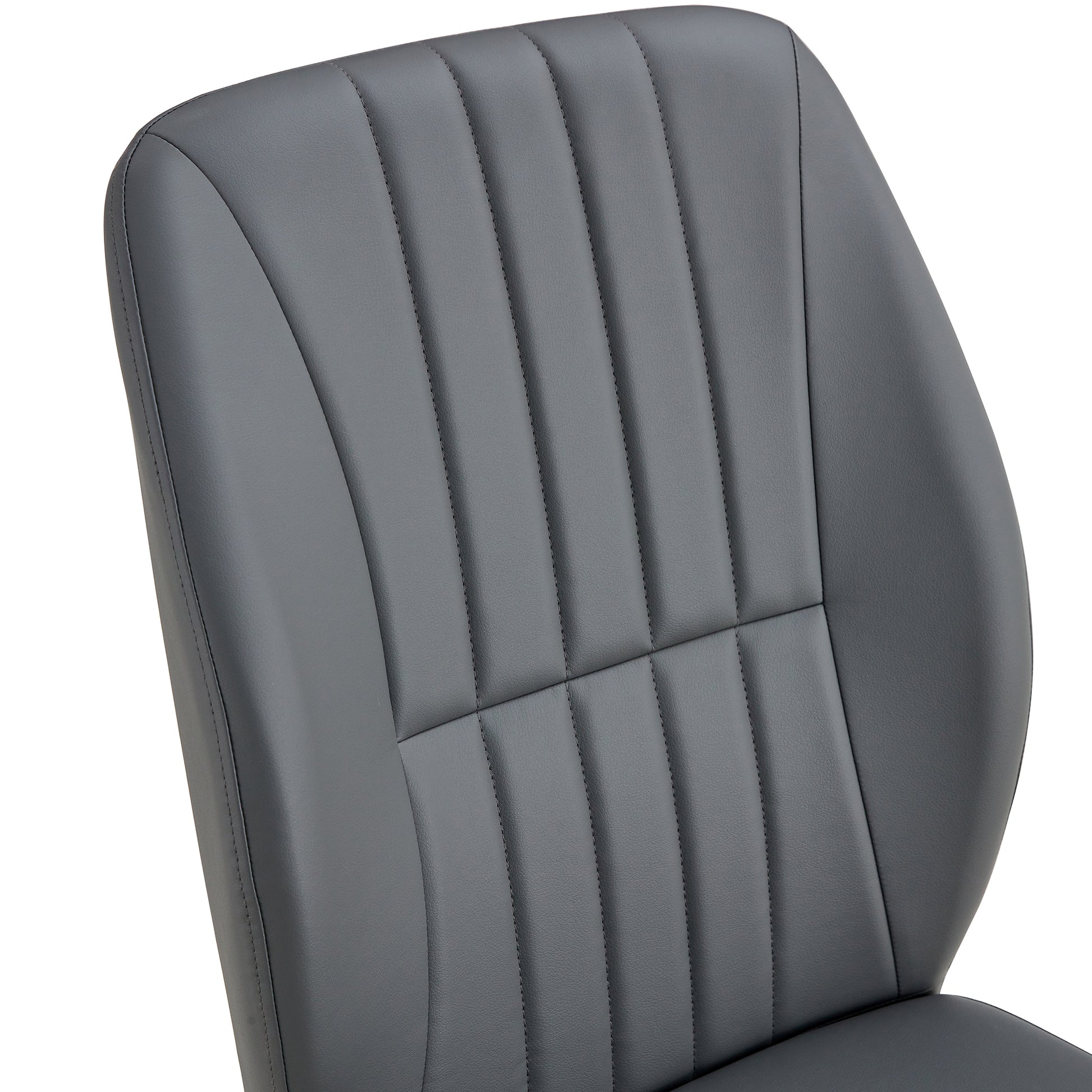 Table And Chair Set, Modern Luxurious White Imitation Marble Pattern Mdf Dining Table Rectangular Dining Table, Matched With Uniquely Shaped Pu High Backrest Seats,Suitable For Various Occasions. Grey White Seats 4 Mdf