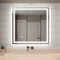 Led Bathroom Mirror, 36X36 Inch Bathroom Vanity Mirrors With Lights, Mirrors For Wall With Smart Touch Button, Anti Fog, Memory Function, Stepless Dimmable Makeup Mirror Horizontal Vertical White Aluminium