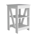 3 Tier End Table Nightstand, Side Table For Small Space, White White Solid Wood Mdf Engineered Wood