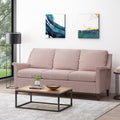 Comfy 3 Seat Sofa With Wooden Legs, Pu, For Living Room And Study Light Pink Fabric 3 Seat