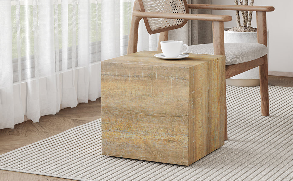 Elevate Your Living Space With This Square Modern Mdf Coffee Table That Showcases Smooth, Light Wood Color Texture Patterns. It Is Characterized By Stylish Design.15.7*15.7*15.7 Wood Mdf