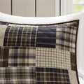3 Piece Reversible Printed Quilt Set Black Brown Full Queen Black Brown Microfiber