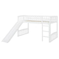 Twin Size Loft Bed With Slide And Ladder, White Old Sku: Lt000504Aak White Solid Wood