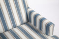 Upholstered Accent Chair, Vintage Armchair With Blue And White Striped Linen Fabric And Trim For Living Room Blue Cotton