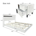 Modern High Gloss 3 Piece Bedroom Set Floating Bed Frame Queen Size Platform Bed With Led Light & 2 Nightstands, White Box Spring Not Required Queen White Wood 3 Piece Set Solid Wood Mdf