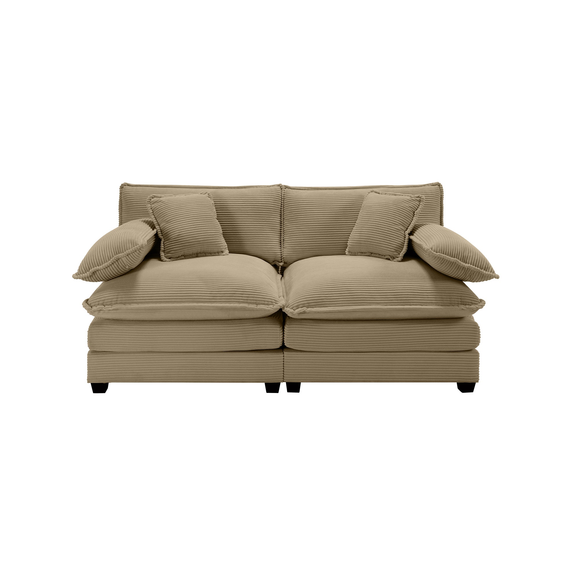 Armless Deep Seating 2 Seater Corduroy Sofa, Can Be Combined With Alternative Armrests And Single Armless Sofas ,Tan Corduroy Fabric Tan Corduroy 2 Seat