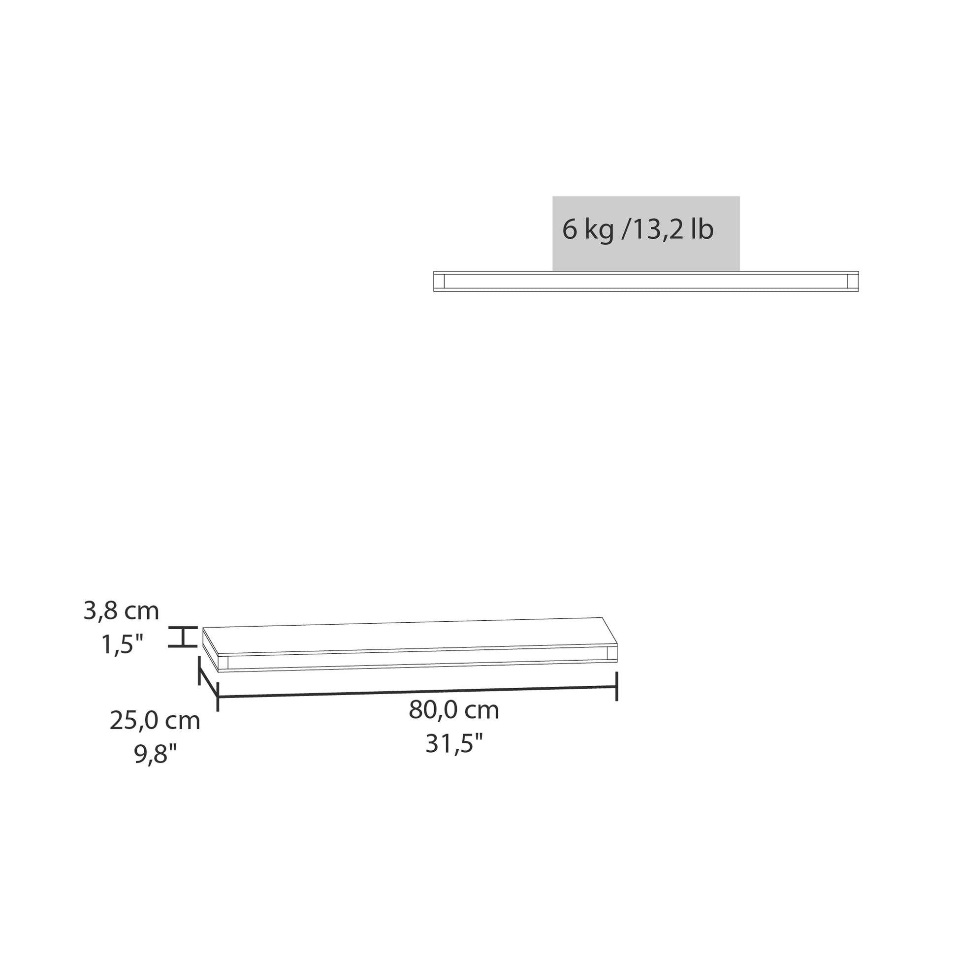 Floating Shelves 1.50" H, 2 Shelves, Matt Gray Grey Solid Wood Mdf Engineered Wood