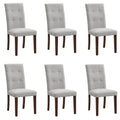 Linen Tufted Dining Room Chairs Set Of 6, Accent Diner Chairs Upholstered Fabric Side Stylish Kitchen Chairs With Solid Wood Legs And Padded Seat Gray Gray Espresso American Design,Classic,Mid Century Modern Wood Fabric