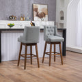 Coolmore Bar Stools Set Of 2 Counter Height Chairs With Footrest For Kitchen, Dining Room And 360 Degree Solid Wood Legs Swivel Bar Stools Set Of 2 Gary Linen Gray Foam Linen