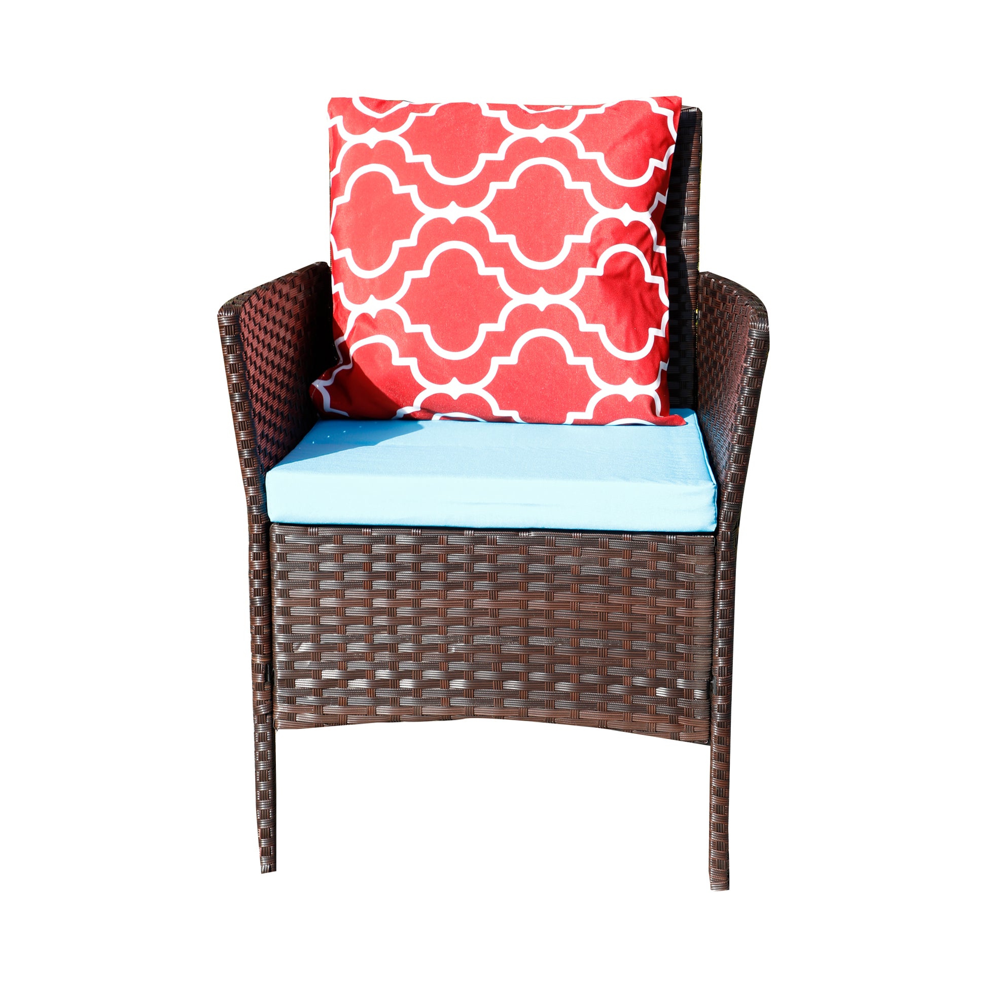 Four Piece Sofa Set Table With Sofa Chair Pe Rattan Outdoor Furniture Hy4 001 Box *1 With Emerald Green Color Cushion Yes Brown Uv Resistant Frame Water Resistant Cushion Iron