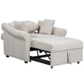 Chenille Convertible Sleeper Chair With Adjustable Backrest, 3 In 1 Lounger Chair Turns Into Bed, Single Bed For Living Room, Beige Beige Chenille