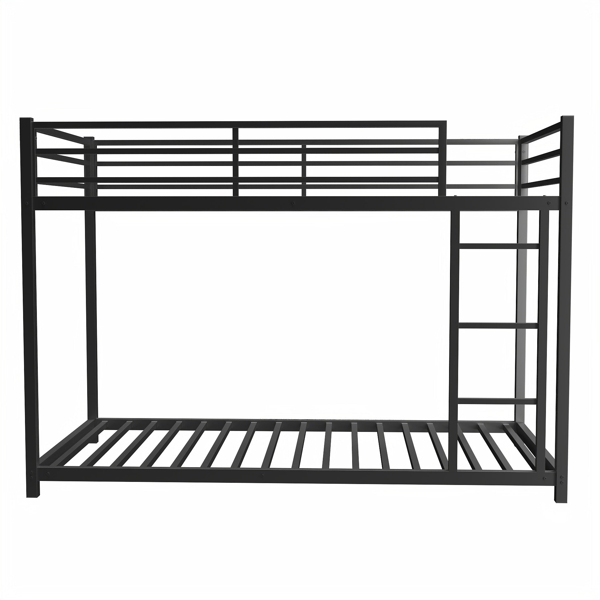 Metal Twin Over Full Bunk Bed Heavy Duty Sturdy Metal Noise Reduced Safety Guardrail No Box Spring Needed,Black Twin Black Metal Metal