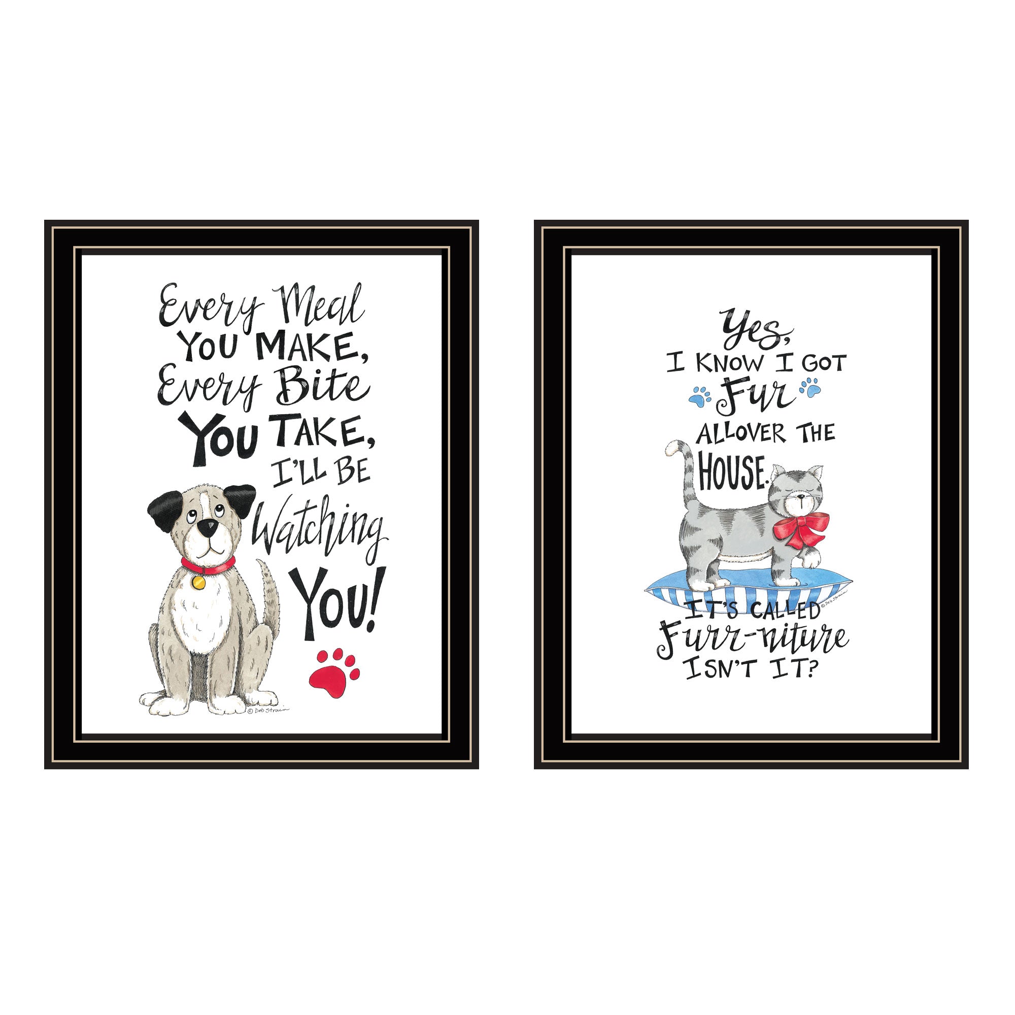 2 Piece Vignette It'S Called Furr Niture Isn'T It Black Framed Wall Art For Living Room, Bedroom Wall Art Print For Home Decor By Deb Strain Multicolor Wood Paper