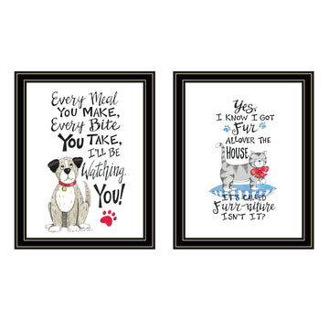 2 Piece Vignette It'S Called Furr Niture Isn'T It Black Framed Wall Art For Living Room, Bedroom Wall Art Print For Home Decor By Deb Strain Multicolor Wood Paper