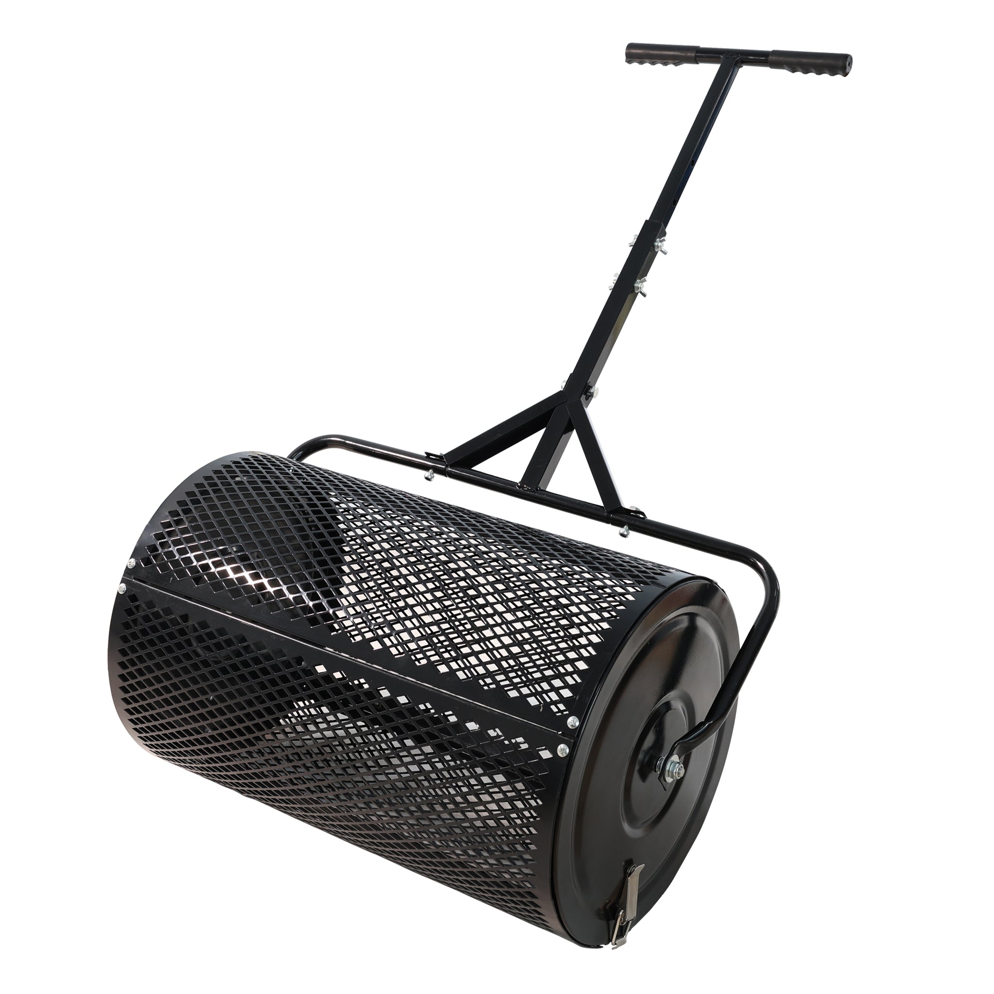 Compost Spreader Peat Moss Spreader With Upgrade T Shaped Handle For Planting Seeding Durable Lightweight Metal Mesh Spreader For Lawn Garden Care Manure Spreaders Black Black Iron