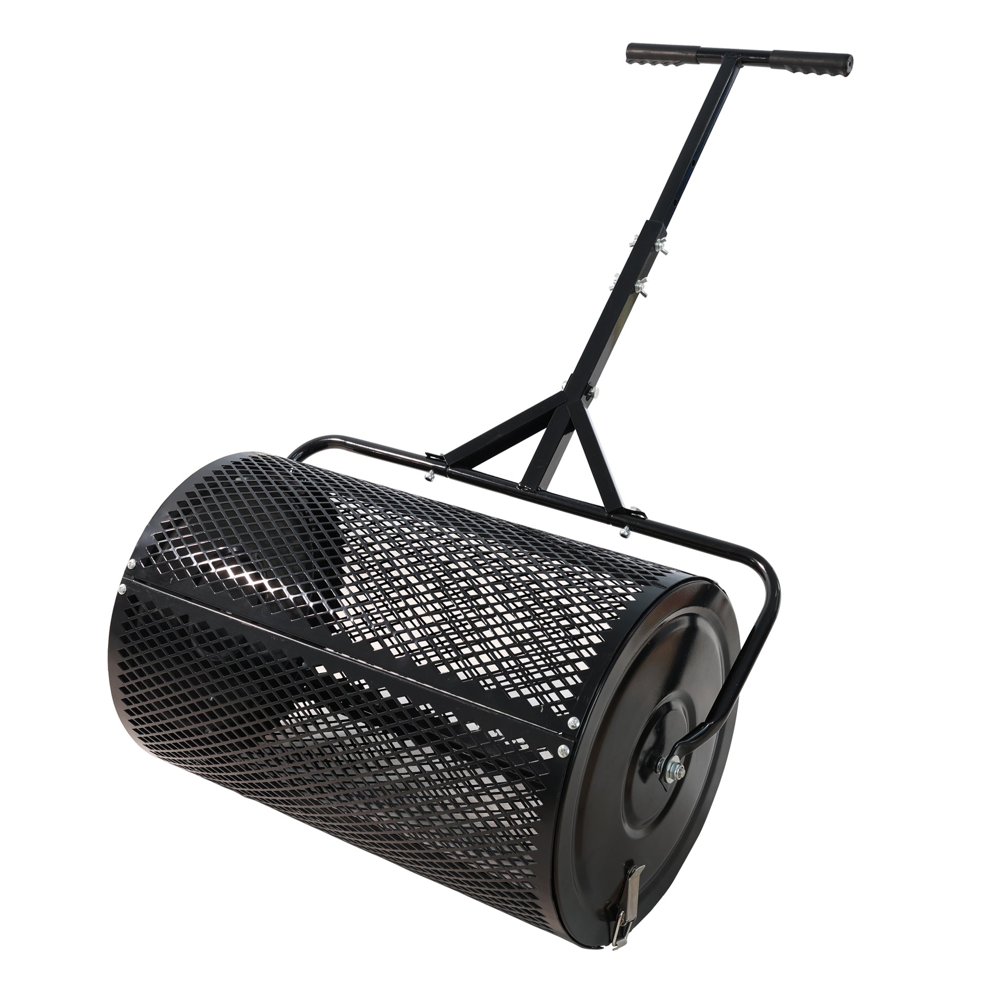 Compost Spreader Peat Moss Spreader With Upgrade T Shaped Handle For Planting Seeding Durable Lightweight Metal Mesh Spreader For Lawn Garden Care Manure Spreaders Black Black Iron