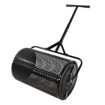 Compost Spreader Peat Moss Spreader With Upgrade T Shaped Handle For Planting Seeding Durable Lightweight Metal Mesh Spreader For Lawn Garden Care Manure Spreaders Black Black Iron