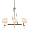 6 Light Chandelier With Fabric Drum Shades Antique Gold See Below Antique Gold Iron