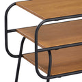Oak And Black 2 Shelf Accent Table Black Brown Primary Living Space Modern Shelves Rectangular Wood Metal Sled