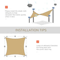 Outsunny 13' X 20' Rectangle Sun Shade Sail Canopy Outdoor Shade Sail Cloth For Patio Deck Yard With D Rings And Rope Included Sand Sand Hdpe