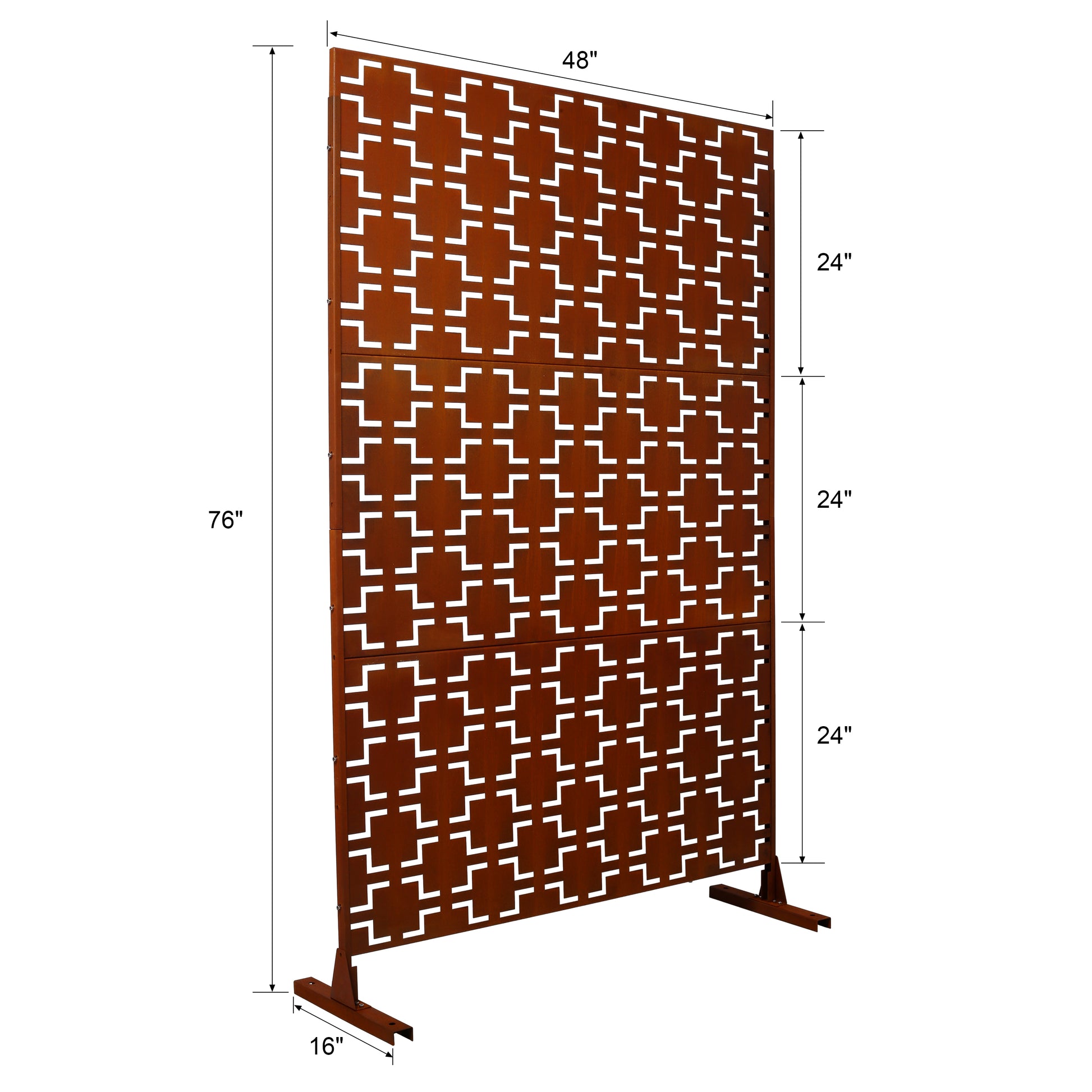 Outdoor & Indoor Privacy Screen Metal Privacy Screen 76" H 48" W, Freestanding Decorative Privacy Screen For Deck Balcony Patio, Privacy Fence Panels For Outside Lawn Garden Ps105 Rusty Rust Red