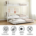 Heavy Duty Sturdy Meta Twin Over Twin With Trundle Bunk Bed L Noise Reduced Safety Guardrail No Box Spring Needed,White Box Spring Not Required Twin White Metal