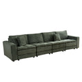 4 Seats Complimentary 2 Pillows ,Oversized Sectional Sofa,L Shaped Corner Couch With Detachable Seat & Back Cushion, Corduroy Upholstery Convertible Sleeper Sofa&Couch For Living Room Green Fabric 4 Seat