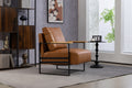 Leather Accent Chair Guest Chair For Living Room, Mid Century Armchair For Bedroom Brown Leather Brown Pu