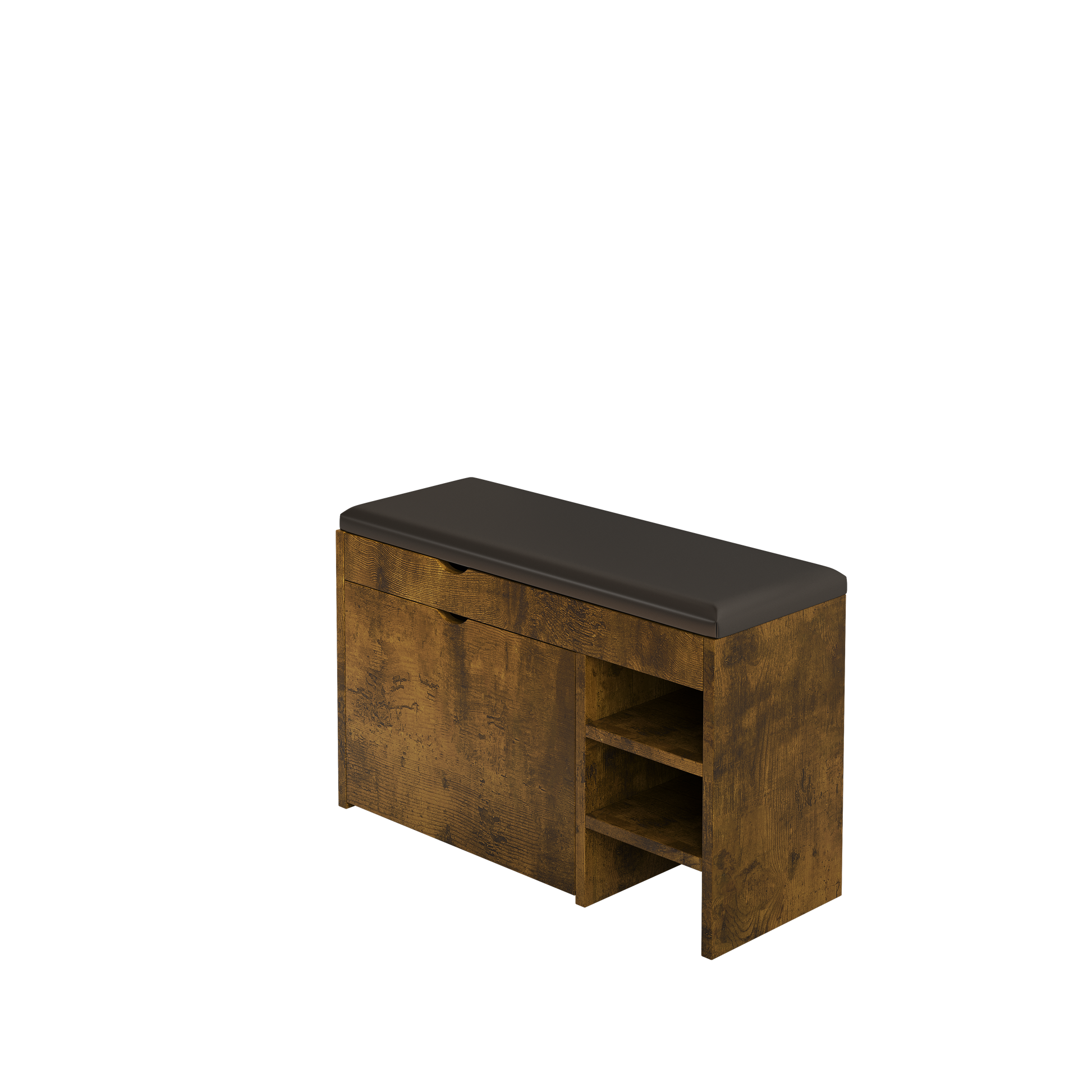 31.49 Inch Black Brown Shoe Stool, Soft Cushion, Soft And Comfortable Cushion, Can Be Placed In The Door, Bedroom And Other Scenes Black Brown Mdf