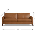 Yorkdale Leather Sofa Cognac Down Filling Genuine Leather 3 Seat