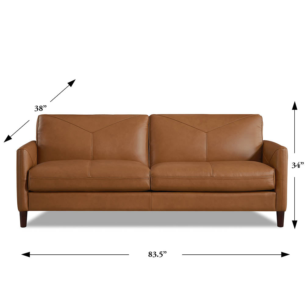 Yorkdale Leather Sofa Cognac Down Filling Genuine Leather 3 Seat